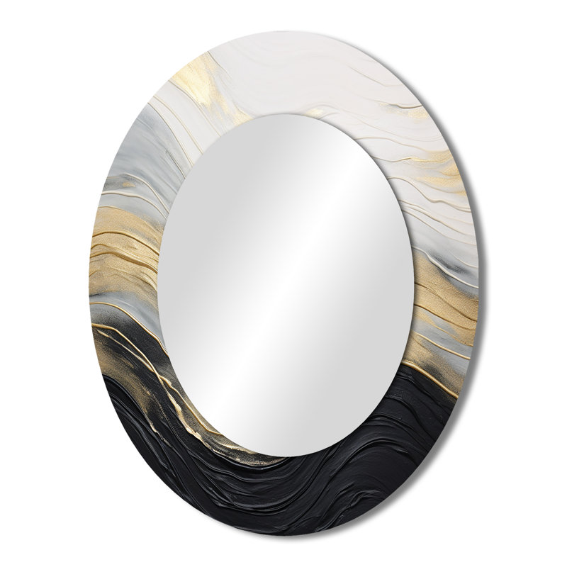 Miroir mural moderne Soft Wave Fusion II - Beige, 43 po x 33 po
