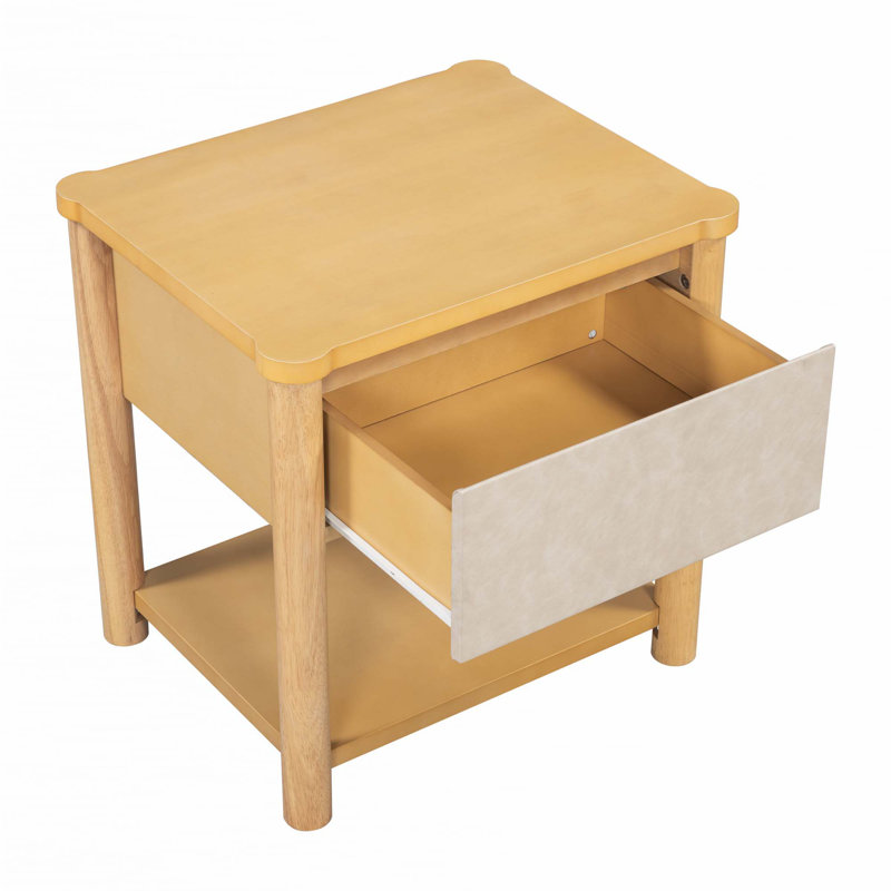 3 Piece Set,Bed Frame With 2 Nightstands, Natural, Queen