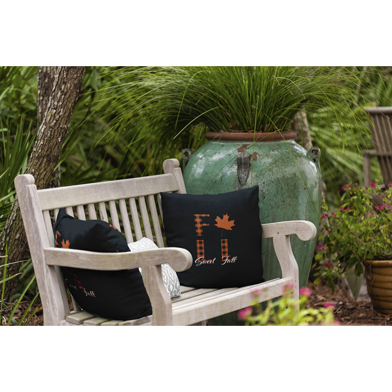  Housse et insert de coussin décoratif en polyester pour intérieur / extérieur E par Design, Noir, 16 po x 16 po