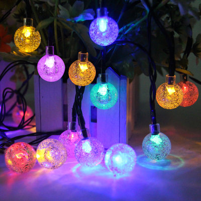 Cottone 256'' Outdoor Solar Powered Lights Decorations 30-Bulb Globe Integrated LED String Lights
