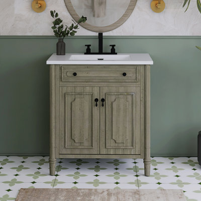 31'' Freestanding Single Sink Bathroom Vanity With Ceramic Top
