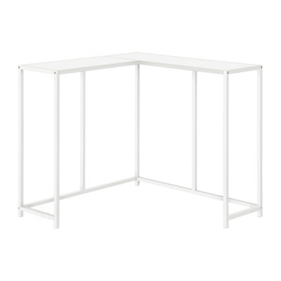 Accent Table, Console, Entryway, Narrow, Corner, Living Room, Bedroom, Laminate, White Metal, Contemporary, Modern