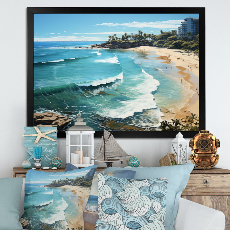 Beach Surfers Paradise III, reproduction d'art sur toile, H 34 po x l 44 po x P 1,5 po, Cadre photo noir