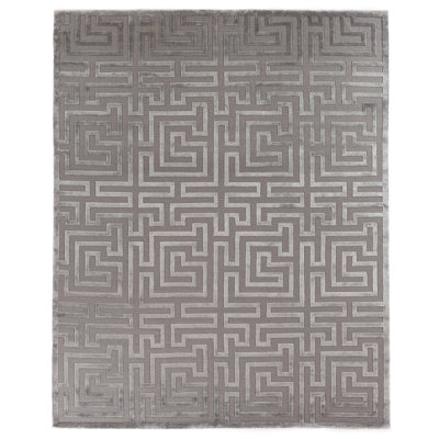 Metro-Velvet Geometric Area Rug in Taupe