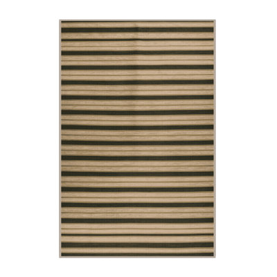 Tapis brun à rayures horizontales lavable à la machine