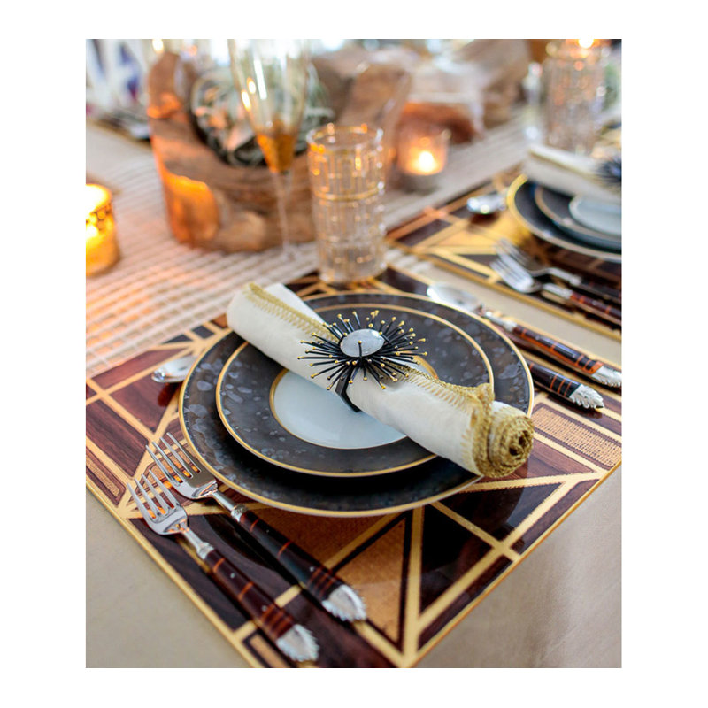 Flare Napkin Ring, Gold/Black