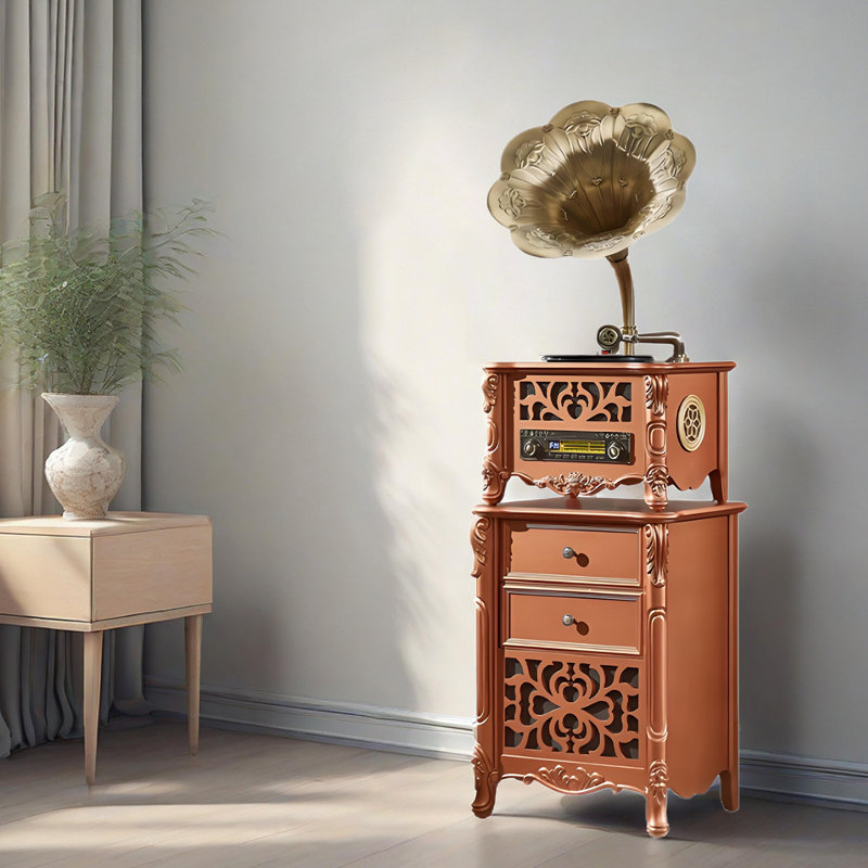 Lecteur de disques rétro avec haut-parleur Bluetooth, Phonographe intégré et lecture de CD