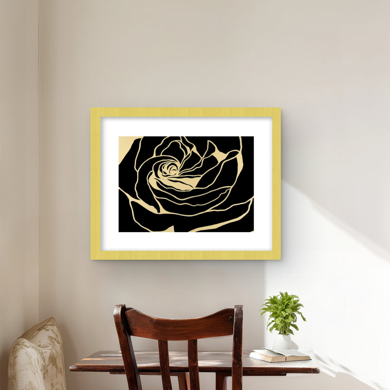 Silhouette d'une rose - chambre à coucher romantique, impression encadrée