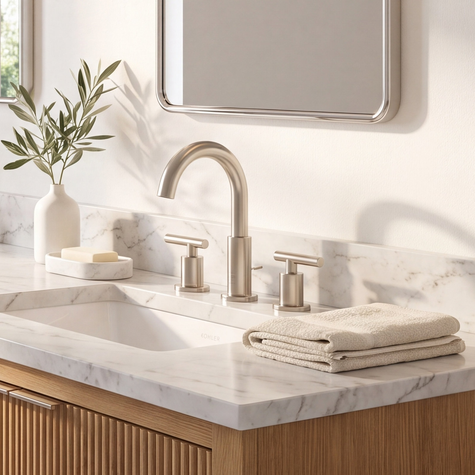 Purist 3-Hole Widespread Faucet with Drain, Vibrant Brushed Nickel