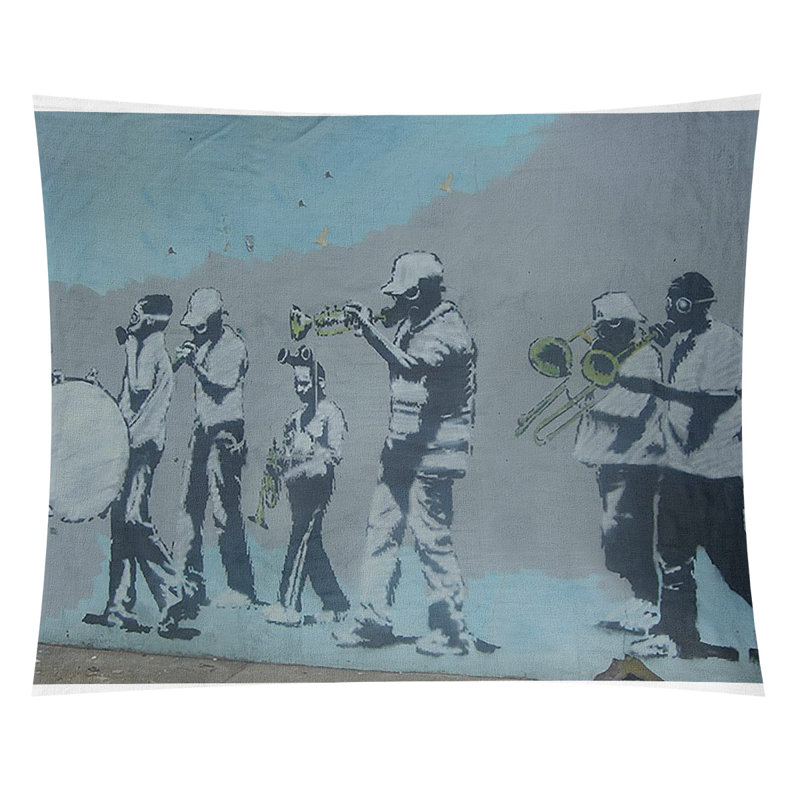 Tapisserie de ruban en polyester de musiciens, H 51 po x l 60 po P 1 po