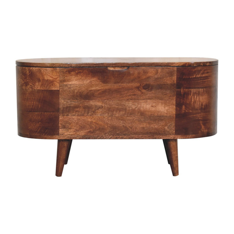 California Walnut Rounded Lid Up Blanket Box, Brown