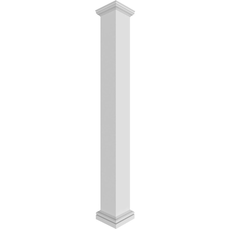 Square Non-Tapered Smooth  Endura-Craft Column Wrap Kit, Tuscan Capital & Base, 7.625" x 84" x 7.625"
