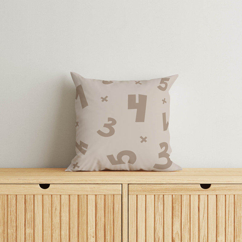 Coussin Numéros, Taupe/brun, H 20 po x l 20 po