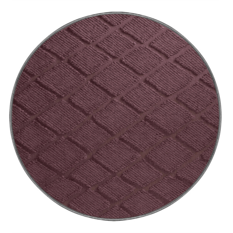 Tapis brun treillis lavable à la machine, Rond 4 pi