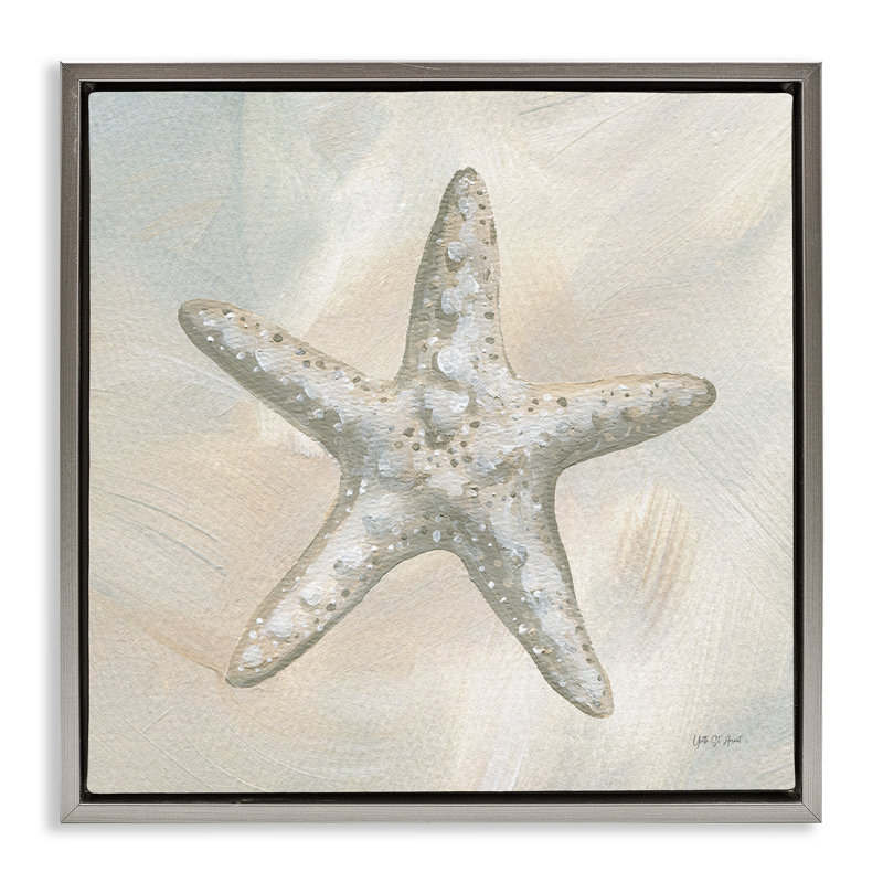 Simple, étoile de mer beige encadrée par Floater, Cadre flottant gris lustré, H 18 po x l 18 po