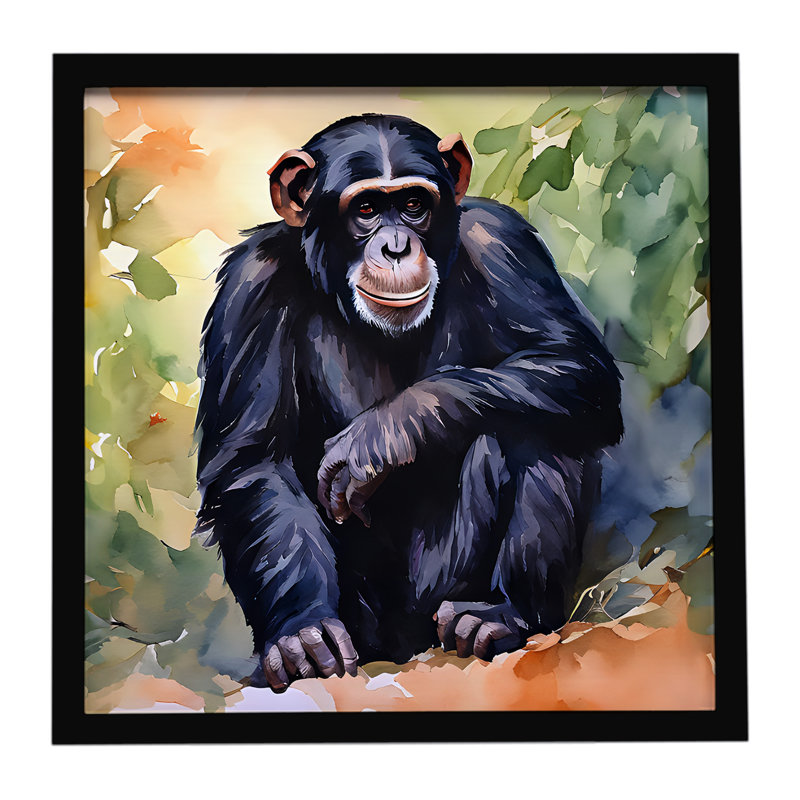 Chimpanzé, impression sur métal encadrée