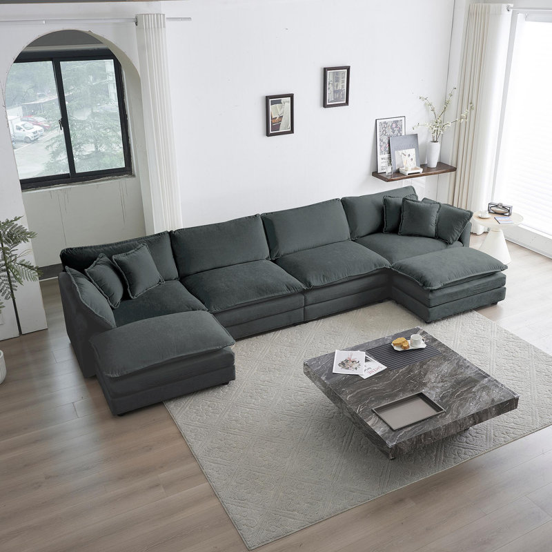 Canapé Comfort U, Gris chenille