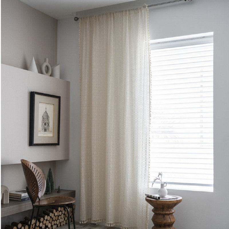 Ciccia Cotton Blend Semi Sheer Curtain Pair, 59" W x 87" L