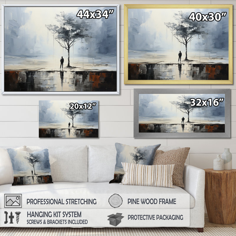 " Coastal Minimalism Solitude I ", Gold Picture Framed, 24" H x 32" W x 1" D