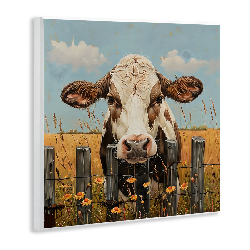 Plaque murale «Cow & Daisies Fence», conception par LSR Creative Studio