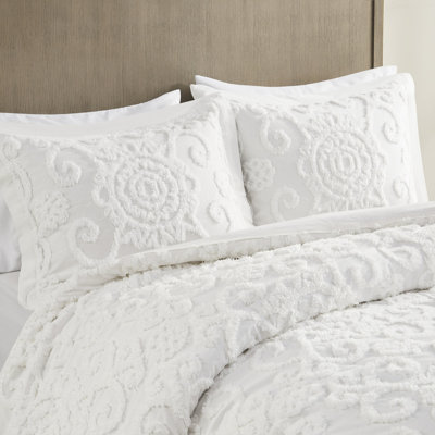 100% Cotton Duvet Cover For Full/Queen Bed, With Delightful Chenille Embroidery Full/Queen, Stylish