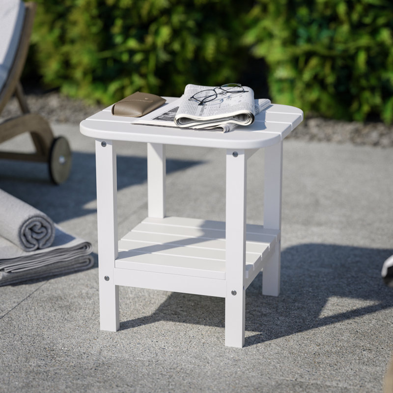 Fitzgibbons Commercial Grade All-Weather Adirondack Style Patio Side Table, White