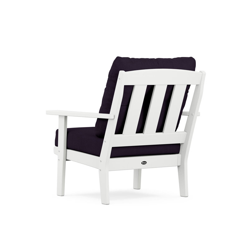 Chaise à assise profonde Lakeside Cape Cod, Blanc classique, Lin marine