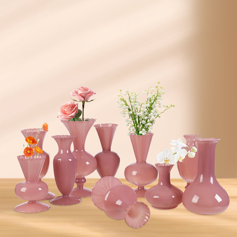 Vase de table en verre Arretta, Rose