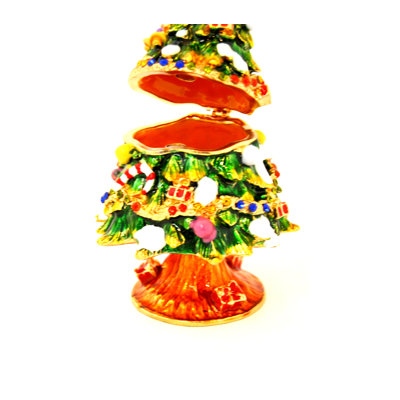 Boîte à bijoux avec émail vert et cristaux autrichiens Christmas Christmas