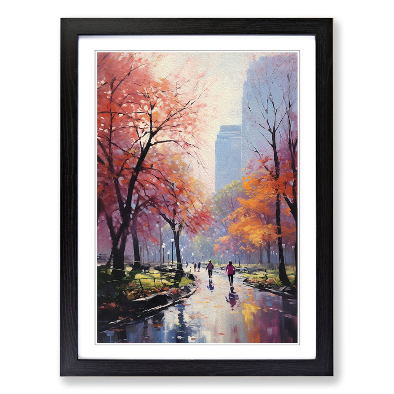 Central Park Realism No.2 - Single Picture Frame Print on Wood, 64cm H x 46cm W x 2cm D, Black Framed