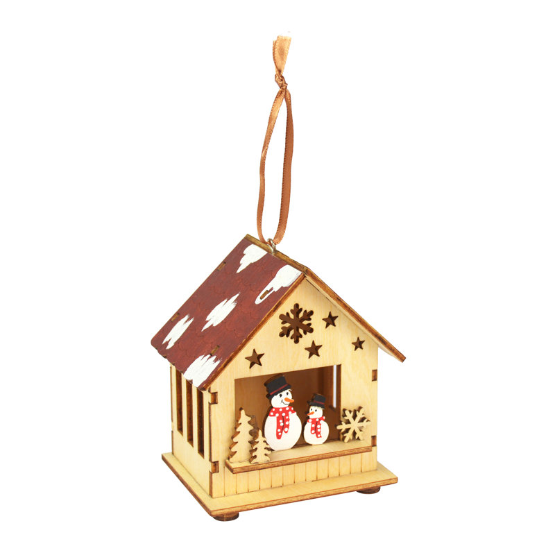 Ornement suspendu en bois à del de noël