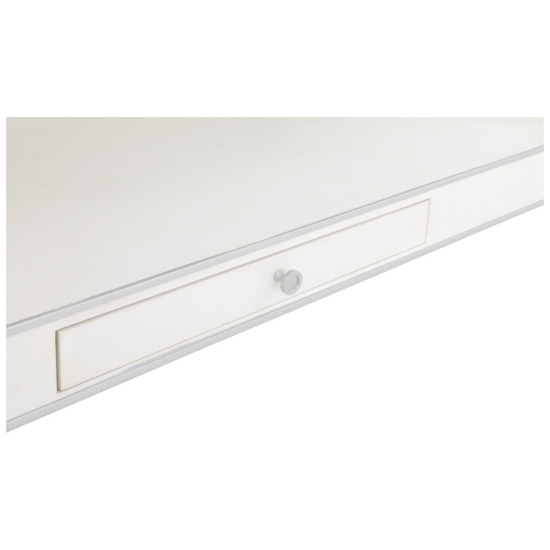 Camille Solid Wood Single Coffee Table, White/Antique Pewter