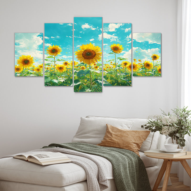 Divante - art mural tournesols - Art mural sur toile en losange