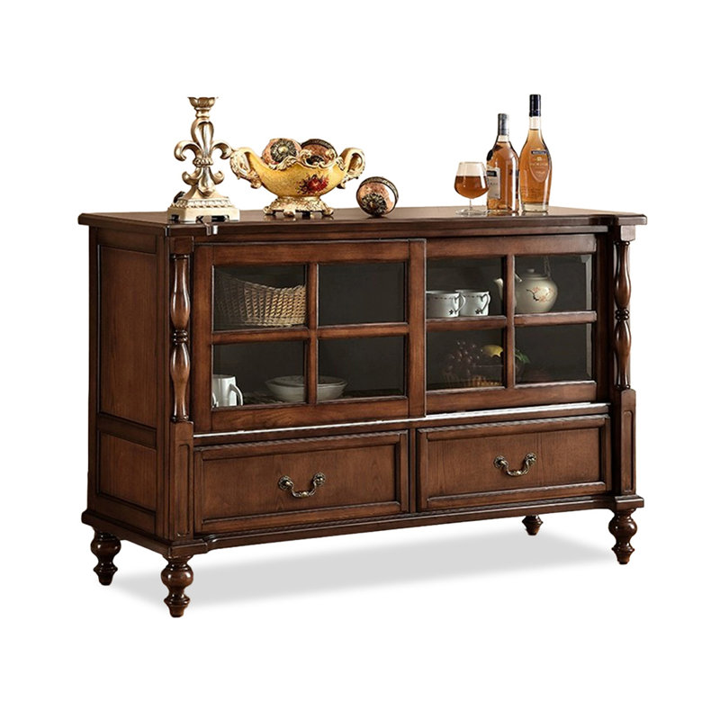 Buffet en bois manufacturé et brun noisette, H 34,96 po x l 46,85 po x P 14,57 po