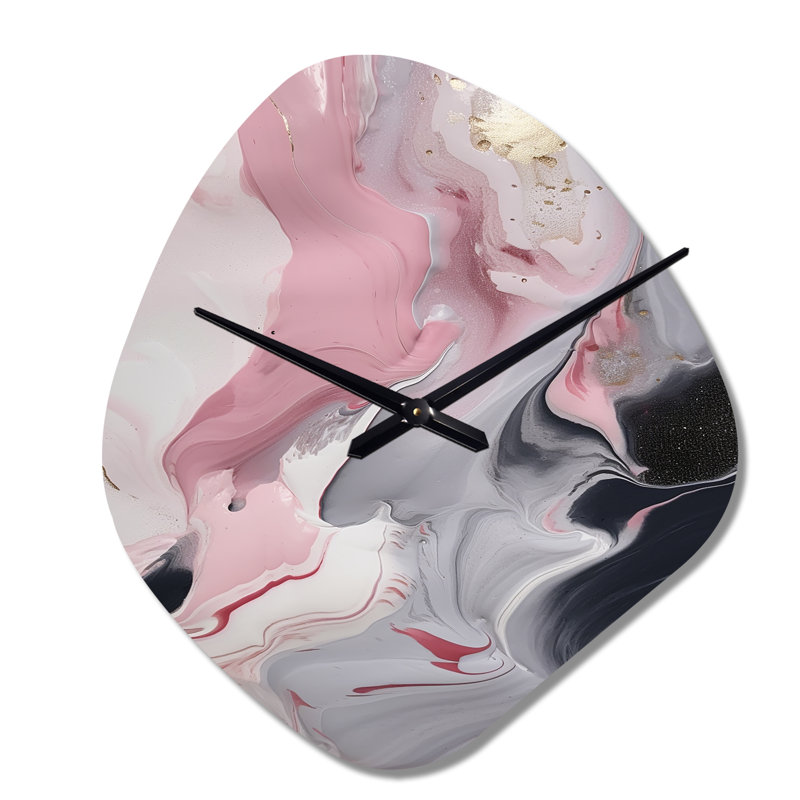 Œuvre d'art en marbre massif II - horloge murale en métal de forme unique en marbre, Petit