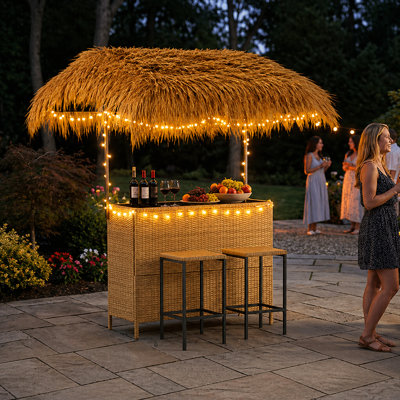 Ensemble de bar d'extérieur 3 pièces Tiki