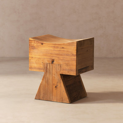 Nico Reclaimed Wood Sculptural Stool Ottoman