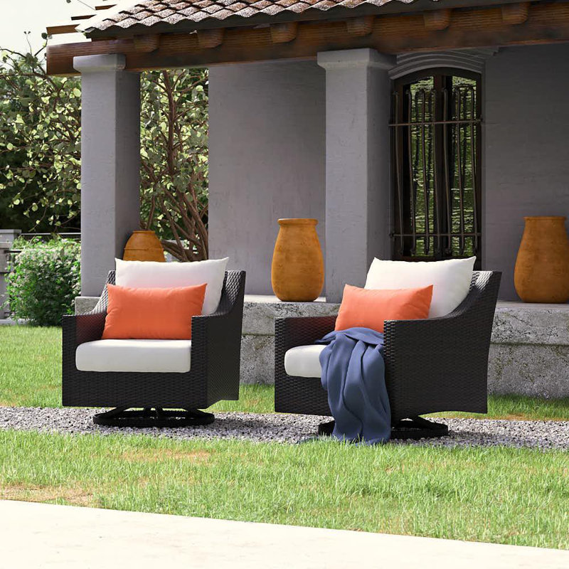 Fionnula Swivel Patio Chair With Sunbrella Cushion Covers, Bliss Beige Sunbrella®