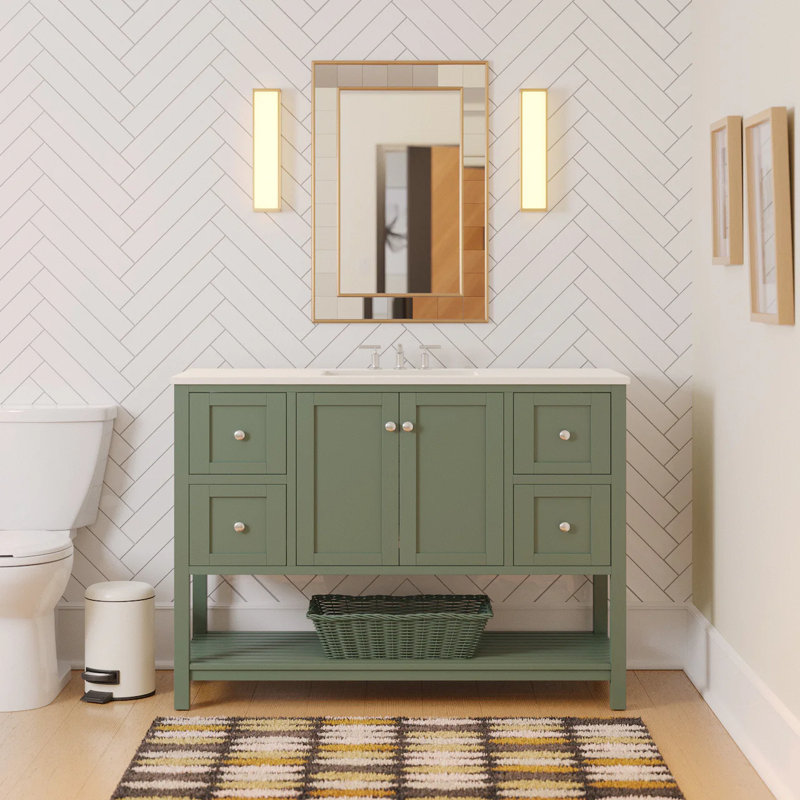 Ensemble de meuble-lavabo simple 48 po Binne, Quartz, Bleu royal
