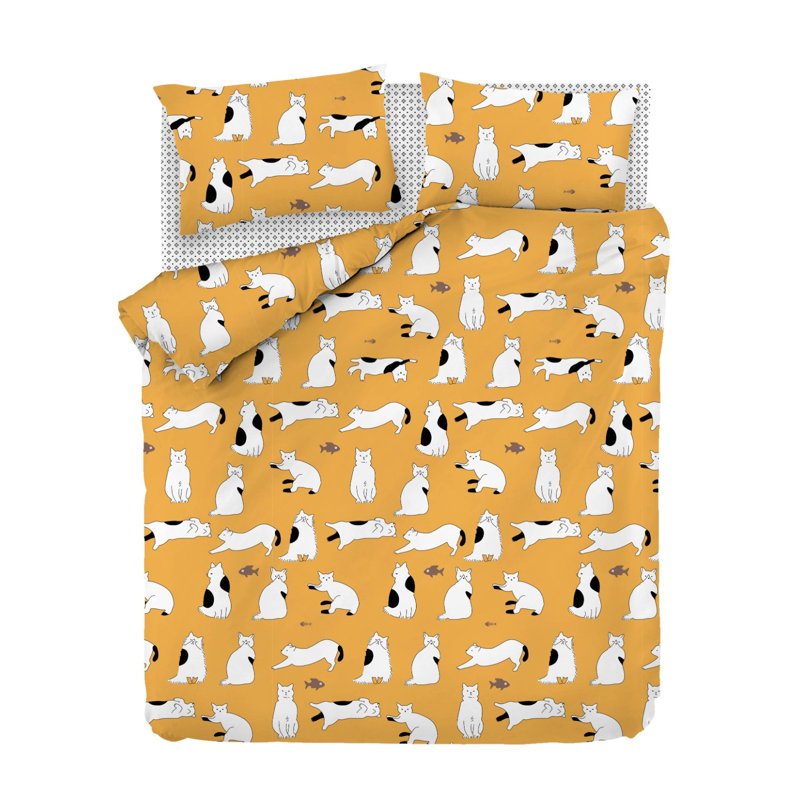 Cotton Duvet Cover, Full Duvet Cover + 2 31" x 31" Pillowcases, Yellow/White/Black