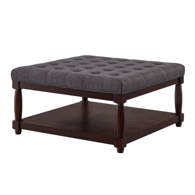Large Square Linen Upholstered With Dark Gray Color And Solid Wood Shelf, Suitable For Indoor Outdoor Environments, 33.5"L X 33.5"W 18"H, Effortless 5 - Minute Setup Seat For Use In Restaurant, Hotel