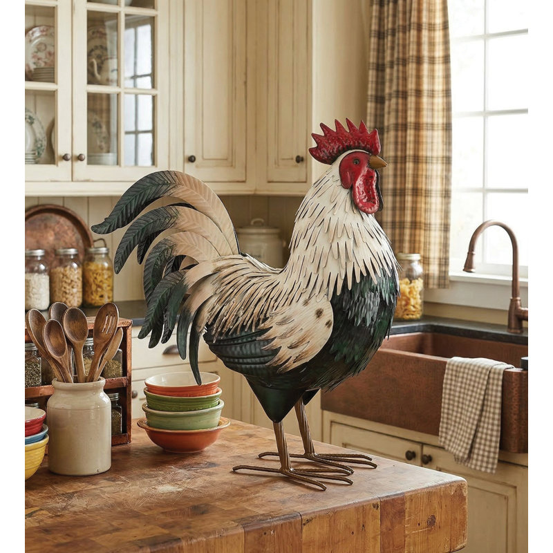 Statue de jardin en métal Verde Rooster, Décor LG