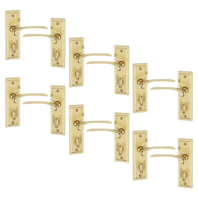 6x Dual Metal Lever Latch Door Handles Set