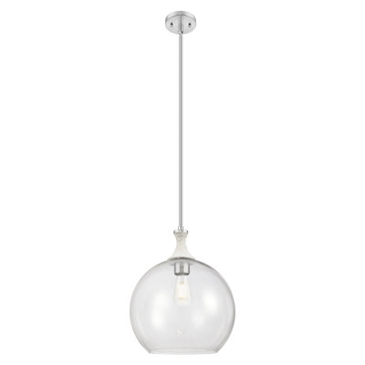 Downtown Urban - Wolford - 1 Light 14" Rope Detailed Stem Hung Pendant - White Cord Wrap Accent - Clear Shade