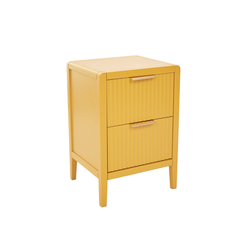 Ameenah 39cm W Solid + Manufactured Wood Bedside Table, Yellow