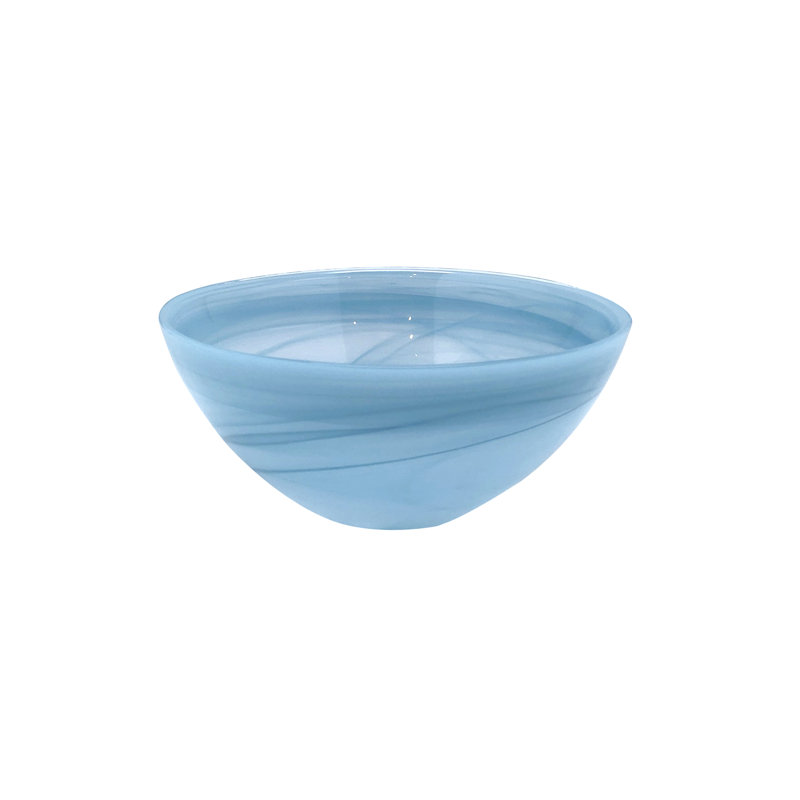 Aqua Alabaster Glass Salad Bowls (Set of 4)