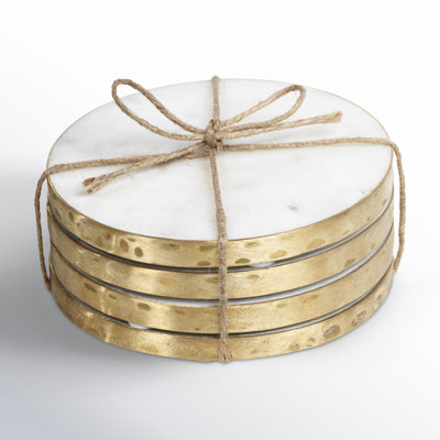 Gibbs 4-Inch Round Marble Coasters, Set of 4