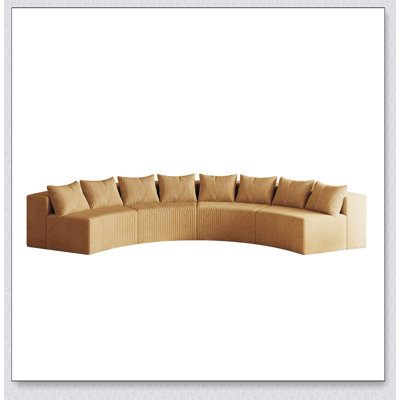 Corduroy Curved Sectional Sofa with 8 Pillows and 4 Modular Sections for Versatile Seating and Comfort in Any Room