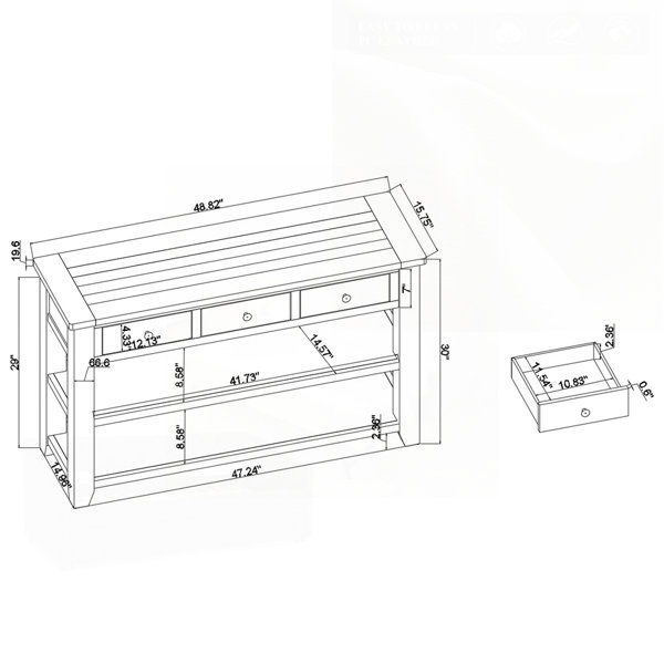 August Grove Solid Pine Wood Top Console Table, Modern Entryway Sofa ...