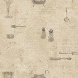 Kitchen Recipes Café Utensils 32.8' L x 21" W Wallpaper Roll